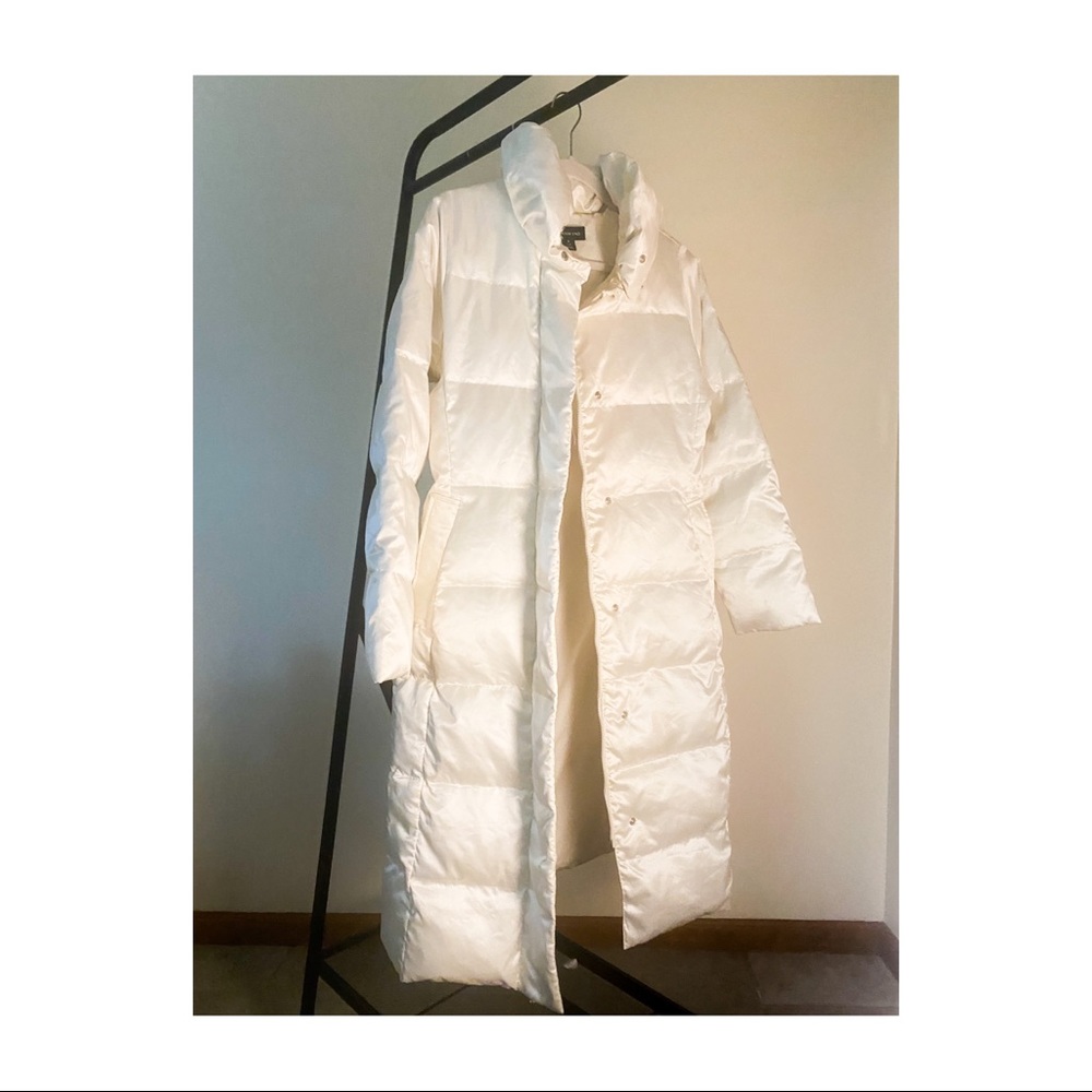 Lands End Down Midi Coat in Satin White